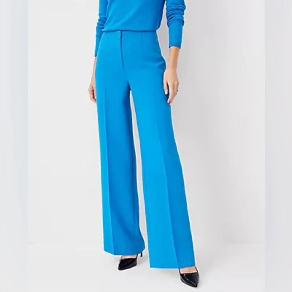 Ann Taylor The Darted Wide Leg Dress Pants in Blue Women's Size 2. NWT - Picture 2 of 6